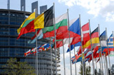 Flags in the European Commission in Brussels. Picture: Lemonc / Wikimedia Commons